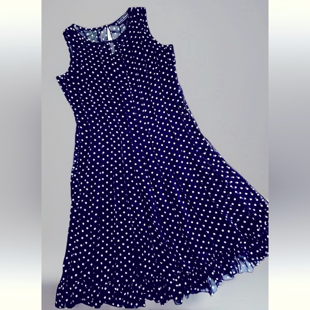 Jessica Howard Navy Polka Dot Midi Dress